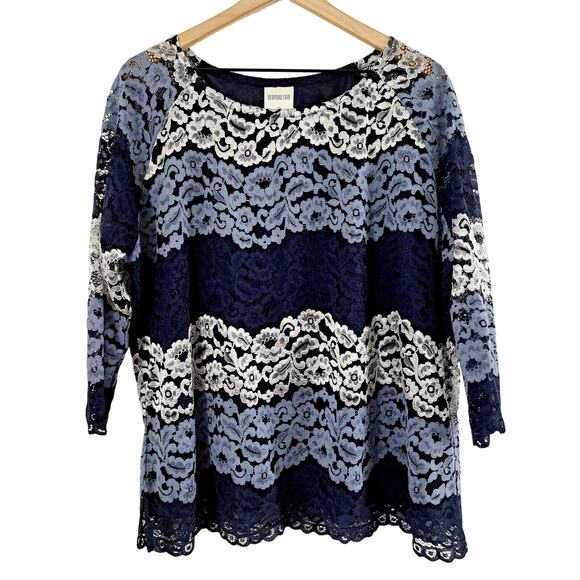 Bedford Fair Long Sleeve Lace Overlay Top - Picture 2 of 7